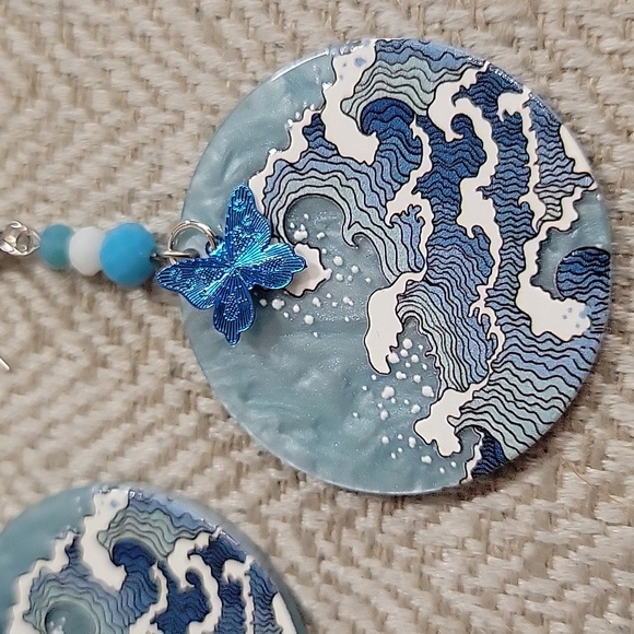 Hand Crafted Jewelry - THE OCEAN AND THE BUTTERFLY EARRINGS